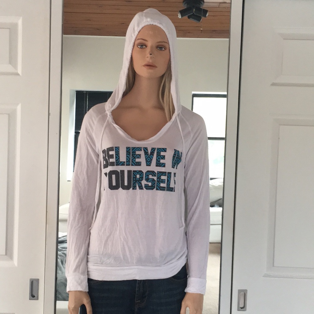 Cute "Believe In Yourself" White Hoodie Sleepwear